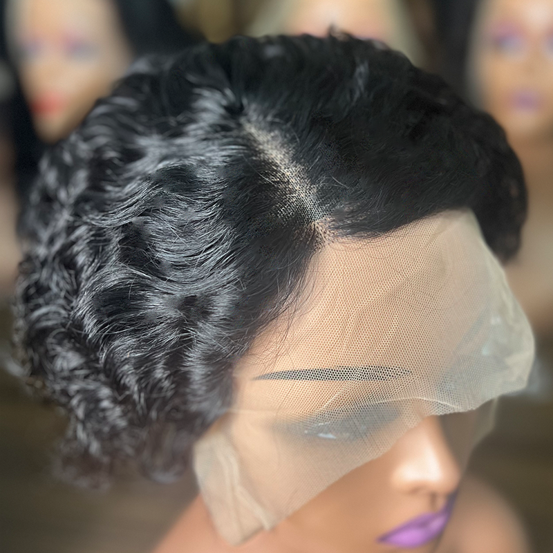 T Part 100% Human Hair Pixie Wigs SHort Sidepiece Wigs for Wholesale