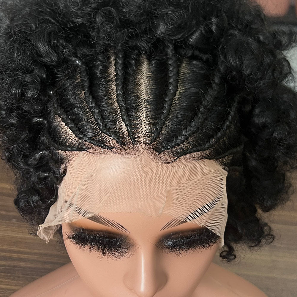 Short Afro Kinky Curly Braided Lace Front Wigs Human Hair Supplier in China
