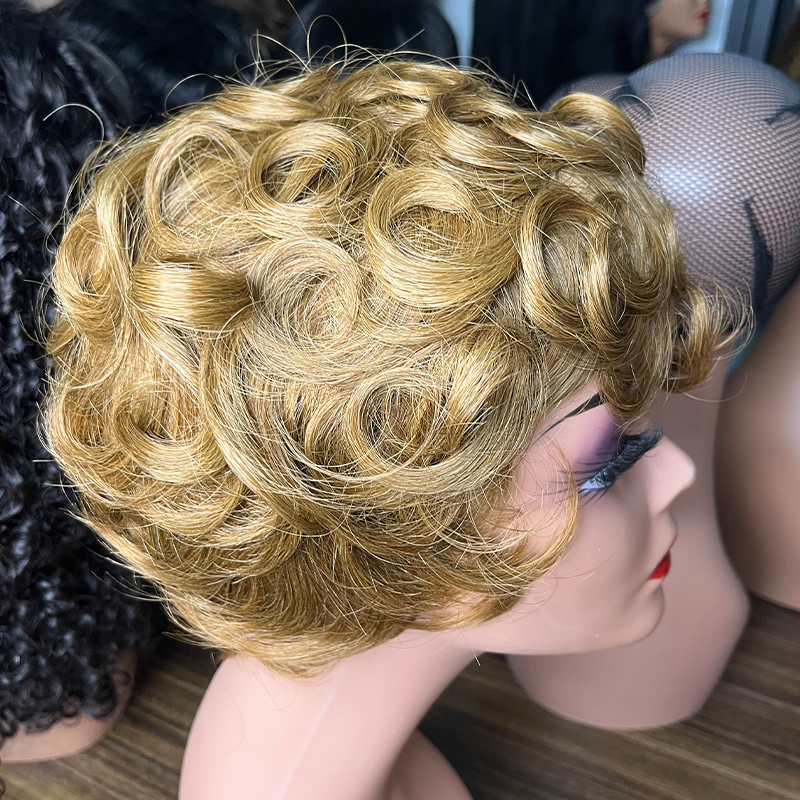 Short Pixie Curl 13x1Lace Remy Human Hair Wig Perruque Pixie Cut Lace Front Wigs Brazilian