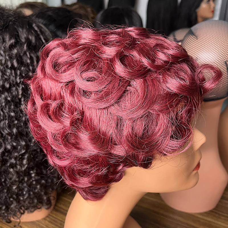 Short Pixie Curl 13x1Lace Remy Human Hair Wig Perruque Pixie Cut Lace Front Wigs Brazilian