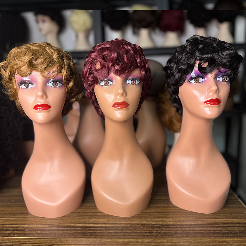 Short Pixie Curl 13x1Lace Remy Human Hair Wig Perruque Pixie Cut Lace Front Wigs Brazilian