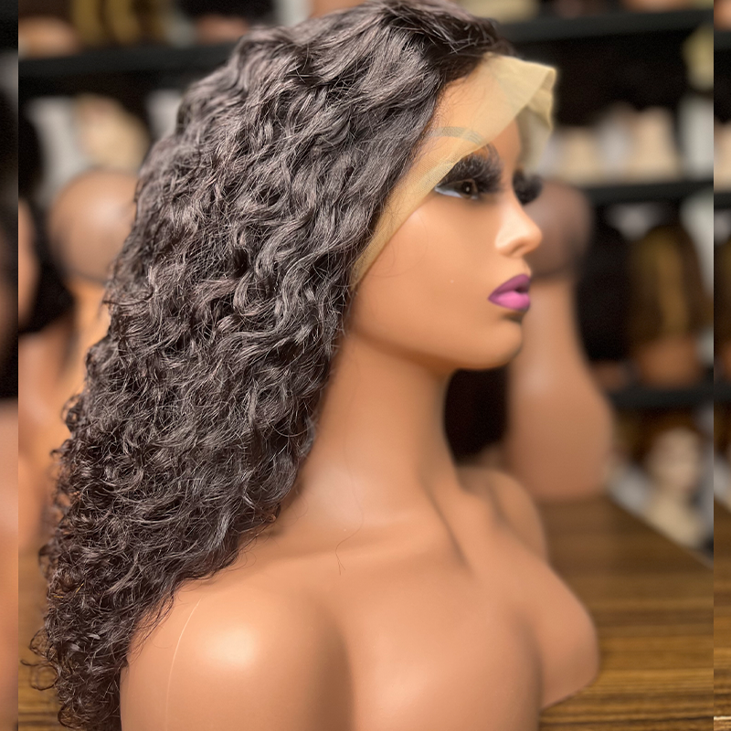 double drawn human hair Cambodian Remy Wig Unprocessed Virgin Hair 13*6 Full Lace Kinky Curly Human Hair Wig With Double Drawn Full Transparent HD Lace