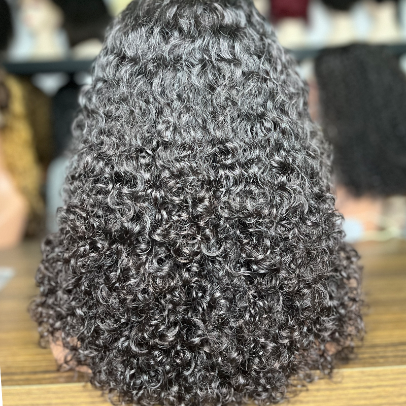 double drawn human hair Cambodian Remy Wig Unprocessed Virgin Hair 13*6 Full Lace Kinky Curly Human Hair Wig With Double Drawn Full Transparent HD Lace