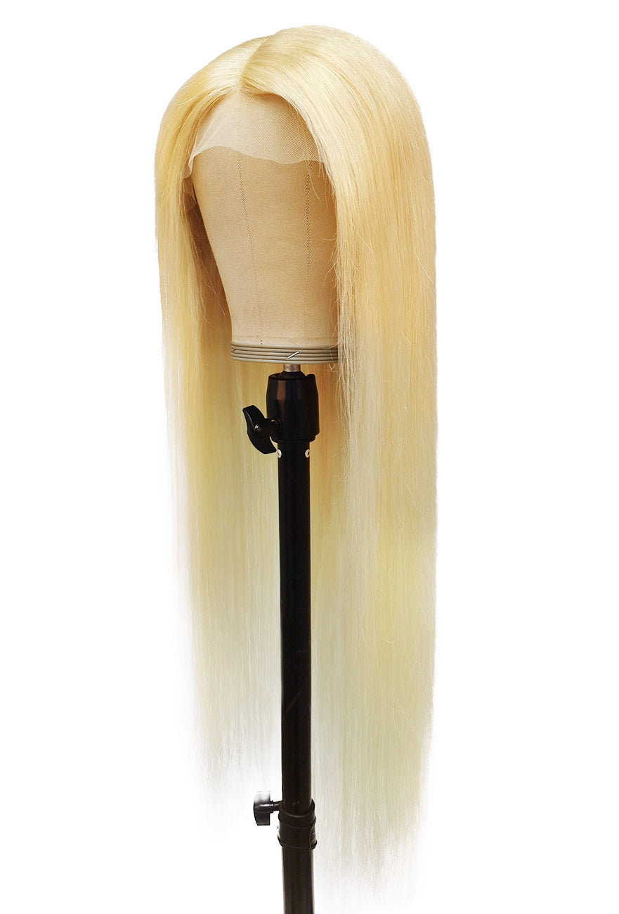 Hot sale Full Cuticle Aligned Human Virgin Hair 613 Blonde Lace 13X4 Closure Wig Straight