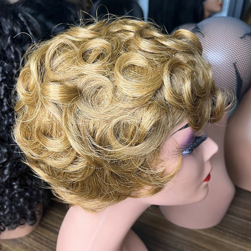 Short Pixie Curl 13x1Lace Remy Human Hair Wig Perruque Pixie Cut Lace Front Wigs Brazilian